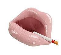 Wang-Data Ceniceros creativos de cerámica para cigarrillos con labios estilo moda decoración para el hogar (rosa)