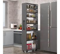 WANGCAIER 72.4in Rolling Spice Rack, Next to Fridge Slim 7 Tier Freestanding Shelves Units with Handle and Wheels, Pantry Storage Shelves for Kitchen Dining Room Restaurant