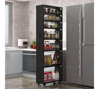 WANGCAIER 72.4in Rolling Spice Rack, Next to Fridge Slim 7 Tier Freestanding Shelves Units with Handle and Wheels, Pantry Storage Shelves for Kitchen Dining Room Restaurant