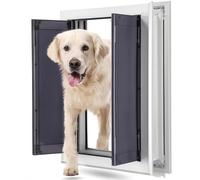 WANGCAIER Aluminum Pet Door with Panels, Durable Dog Door with Automatic Closing Magnetic Flaps, Slide-in Panel & 4 Security Locks, for Interior and Exterior Doors, Screen and Wall