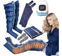 WANGCAIER Electric Air Compression Leg Massager, 5 Modes + 2 Heat Levels Pressotherapy Lymphatic Drainage Massager 5 Airbags Pressotherapy Full Body Machine for Home for Circulation & Pain Relief