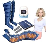 WANGCAIER Electric Air Compression Leg Massager, Pressotherapy Lymphatic Drainage Massager 5 Airbags Pressotherapy Full Body Machine for Home for Circulation & Pain Relief, 5 Modes + 2 Heat Levels