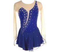 WANGCAIER Figure Skating Dress, Ladies Professional Figure Skating Competition Dresses, Women Adult Sparkly Rhinestone with Fingertip Sleeves Open Back Bodysuit, for Girl Women Kids