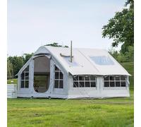 WANGCAIER Inflatable Tents for Camping 6-8 Person, Pop Up Blow Up Tent with Chimney Opening & Skylight, 4 Season Glamping Tents Large Outdoor Family Luxury Big Air House Tent