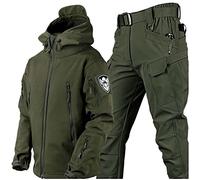 WANGCAIER Men's Tactical Jacket and Combat Trousers Set, Military Tactical Combat Uniform, Waterproof Softshell Jacket Pants, Hunting ACU Military Uniform, Hunt Clothes,Green,M
