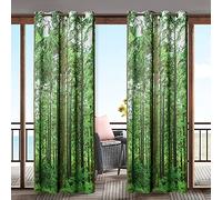 WANGCAIER Outdoor Waterproof Curtain Sunscreen Heat Insulation Eye Protection Forest Green Drape Living Room Bedroom Pavilion Balcony,1.5×2.7M(59×106inch)