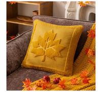 WANGCAIER Rust Red Pumpkin Fall Throw Pillow Covers Cute Halloween Cases Fur Farmhouse Cushion Maple Leaf Harvest Holiday Accent Cases for Home Bedroom Living Room Couch Bed(1 Piece 50x50cm,Yellow 1)