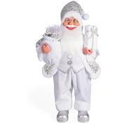WANGCAIER Santa Claus Figure, 24 Inch Standing Father Christmas Figures Holiday Party Home Ornament Decoration(White)