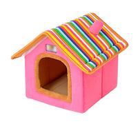 WANGCAIER Warm Pet Kennel Puppy House Plush Dog Cat Kitten Bed Pet Indoor House (Pink, M)