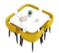 WANGCEPLSD Conjunto Mesa y Sillas Comedor, Mostrador Recepcion Cuadrada, Tablero de Mesa de Panel de Roca, Sillas de PU, Respaldo Curvado, para Recepción de Oficina, Barra de Desayuno o Salón(Yellow)