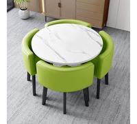 WANGCEPLSD Mesa Comedor con Sillas 4, Mesas y Sillas de Recepción de Negociación, 1 Mesa y 4 Sillas, de Cuero Sintético (PU), para Recepción de Oficina, Barra de Desayuno o Sala de Estar(Green)