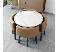 WANGCEPLSD Mesa Comedor con Sillas 4, Mesas y Sillas de Recepción de Negociación, 1 Mesa y 4 Sillas, de Cuero Sintético (PU), para Recepción de Oficina, Barra de Desayuno o Sala de Estar(Brown)