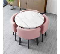 WANGCEPLSD Mesa Comedor con Sillas 4, Mesas y Sillas de Recepción de Negociación, 1 Mesa y 4 Sillas, de Cuero Sintético (PU), para Recepción de Oficina, Barra de Desayuno o Sala de Estar(Pink)