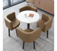 WANGCEPLSD Mesa Comedor con Sillas 4, Mesas y Sillas de Recepción de Negociación, 4 Sillas Tapizadas de Cuero Sintético, para Cocina, Comedor y Reuniones en Oficinas Pequeñas(Brown)