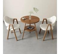 WANGCEPLSD Mesa Comedor Redonda de Doble Capa, Mesas y Sillas de Recepción de Negociación, con 2 Sillas Acolchadas de Cuero Sintético, Ideal para El Hogar, Jardín o Restaurante(White)