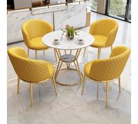 WANGCEPLSD Mesa de Cocina Pequeña, Mesas y Sillas de Recepción de Negociación, Asiento con Cojín de Cuero Sintético, Tablero de Mesa de Panel de Roca, para Recepción de Oficina, Cafetería(Yellow)