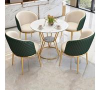 WANGCEPLSD Mesa de Cocina Pequeña, Mesas y Sillas de Recepción de Negociación, Asiento con Cojín de Cuero Sintético, Tablero de Mesa de Panel de Roca, para Recepción de Oficina, Cafetería(Green)
