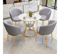 WANGCEPLSD Mesa de Cocina Pequeña, Mesas y Sillas de Recepción de Negociación, Asiento con Cojín de Cuero Sintético, Tablero de Mesa de Panel de Roca, para Recepción de Oficina, Cafetería(Gray)