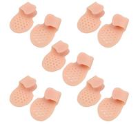 WANGCL 10 almohadillas de gel para los dedos de los pies, corrector de dedos pequeños, alisador de dedos de los pies, cojín para aliviar el dolor de férula (color beige con agujeros)