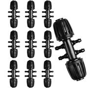 WANGCL 10 conectores en T de púas para riego por goteo de 1/2 "a 1/4" tubo de riego anticaída, ajuste premium para patio, césped, granja y jardín (negro)