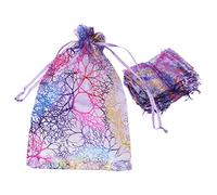 WANGCL 100 bolsas de organza con patrón de coral, bolsa de caramelo, bolsa de regalo para fiestas, bodas, 13 x 18 cm (morado)