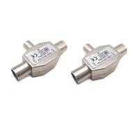 WANGCL 2 divisores coaxiales de antena de TV de 2 vías, conector adaptador divisor de antena coaxial, 2 adaptadores macho a 1 hembra en carcasa de metal, divisor de antena de señal digital coaxial