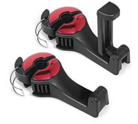 WANGCL 2 ganchos universales de rotación de 360° 2 en 1 para asiento de coche para bolsos y bolsas con soporte para teléfono (rojo)