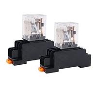 WANGCL 2 mini interruptores electromagnéticos de relé de 12 V CC de 8 pines DPDT 2NO+2NC con indicador LED de base de enchufe