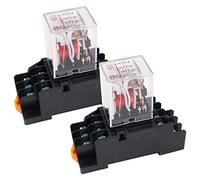 WANGCL 2 mini relés de CA de 24 V, interruptor electromagnético, relé DPDT de 8 pines, relé DPDT 2NO+2NC con indicador LED de base de enchufe