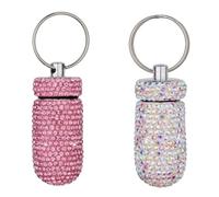 WANGCL 2 Piezas Estuche Para Pastillas Impermeable Botella De Pastillas Portátil Mini Porta Pastillas De Cristal Caja De Almacenamiento De Pastillas De Bolsillo Con Llavero