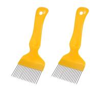 WANGCL 2 tenedores de acero inoxidable para destaponar abejas herramienta de apicultura accesorios de equipo de peine de miel para uso con raspador de colmena de abeja - tenedor recto de 21 pines