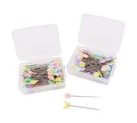 WANGCL 200 pines de costura para patchwork, pasadores de cabeza de botón plano con una caja de almacenamiento, pines surtidos para proyectos de costura de manualidades de modista