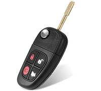 WANGCL 433 MHz 4 botones control remoto llavero plegable hoja sin cortar auto funda de repuesto con chip 4D60 para Jaguar X-Type S-Type XJ XJR 2002-2008