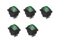 WANGCL 5 interruptores de palanca LED impermeables de 12 V encendido/apagado/encendido, 3 posiciones, botones de palanca de 6 pines para coche, barco, camión, KCD4 verde