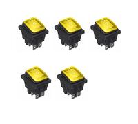 WANGCL 5 interruptores de palanca LED impermeables de 12 V encendido/apagado/encendido, 3 posiciones, botones de palanca, 6 pines para coche, barco, camión, KCD4 amarillo