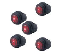 WANGCL 5 interruptores de palanca LED impermeables de 12 V ON/OFF redondos de interruptor basculante con 3 pines para coche, barco, camión, KCD1 rojo