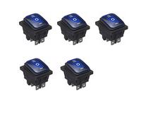 WANGCL 5 interruptores LED impermeables de palanca 12 V ON/OFF/ON 3 posiciones interruptor basculante 6 pines para coche barco camión KCD4 azul