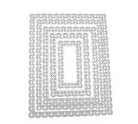 WANGCL 5 Troqueles de Metal con Marco Rectangular de Encaje, con Ondas de Encaje de Navidad, Plantillas de Corte de Marco Cuadrado Largo, para álbumes de Recortes, álbumes Decorativos, Troqueles