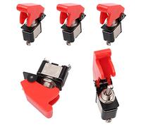 WANGCL 5 unids impermeable resistente al agua interruptor de palanca de balancín ON/OFF 2 pines con cubierta roja para coche, camión, barco, tornos CNC equipo industrial médico