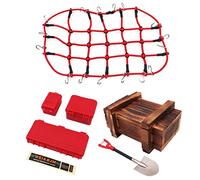 WANGCL 6 uds RC Car Roof Rack Accesorios con Red de Carga Red Mini Caja de Herramientas de Madera para 1/10 RC Car RC Crawler Monster Trucks Compatible con TRX4 SCX10/D90