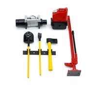 WANGCL 6PCS RC Crawler Accesorio RC Car Juegos de Herramientas Decorativas Cabrestante + Gato + Pala de Arena + Hacha + Lata de Aceite + Trineo de Madera Compatible con 1/10 RC Car D90 D110 SCX10