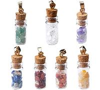 WANGCL 7 Chakra Cristales Piedra Chip Botellas Curación Cristal Tumbled Piedra Preciosa Deseando Botellas Juego de Piedras para equilibrar la meditación Decoración del hogar
