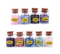 WANGCL 9 Piezas Mini Cristales Piedra Chip Botellas Curación Cristal Caído Piedra Preciosa Deseando Botellas Juego de Piedras para Equilibrio Meditación Decoración del Hogar