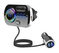 WANGCL Adaptador Bluetooth para coche, transmisor de radio Bluetooth 5.0 con luz ambiental de 7 colores, compatible con FM 87.5-108 MHZ, llamadas manos libres, Q3.0, carga rápida, asistente de voz,