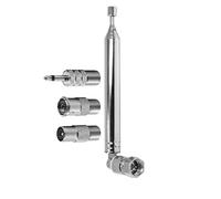 WANGCL Antena Radio FM 7 Secciones Dab Telescópica de Repuesto de 76 cm con Conector Macho Tipo F Y 3 Convertidores para TV FM Receiver