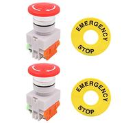 WANGCL Botón de parada de emergencia Interruptor Pulsador Botones de interruptor rotativo 1NO 1NC con señal de parada de emergencia - LAY37-11ZS