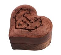 WANGCL Caja individual para anillos en forma de corazón para ceremonia de boda, organizador de anillos de nogal, caja de almacenamiento de joyas, regalo de cumpleaños