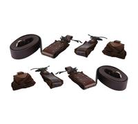 WANGCL Cinturón medieval con anilla en O y bolsa con cordón (4 piezas), bolsa de cinturón de piel sintética con relieve medieval para LARP