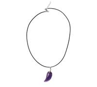 WANG ollar con colgante de alas de ángel de cristal de amatista natural, collar de cordón de cuero negro, joyería espiritual curativa, abalorio de guardián de poder