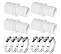 WANGCL Conector de manguera para manguera de piscina 32-38 mm, adaptador de boquilla de manguera doble, 4 conectores con 8 abrazaderas, color blanco